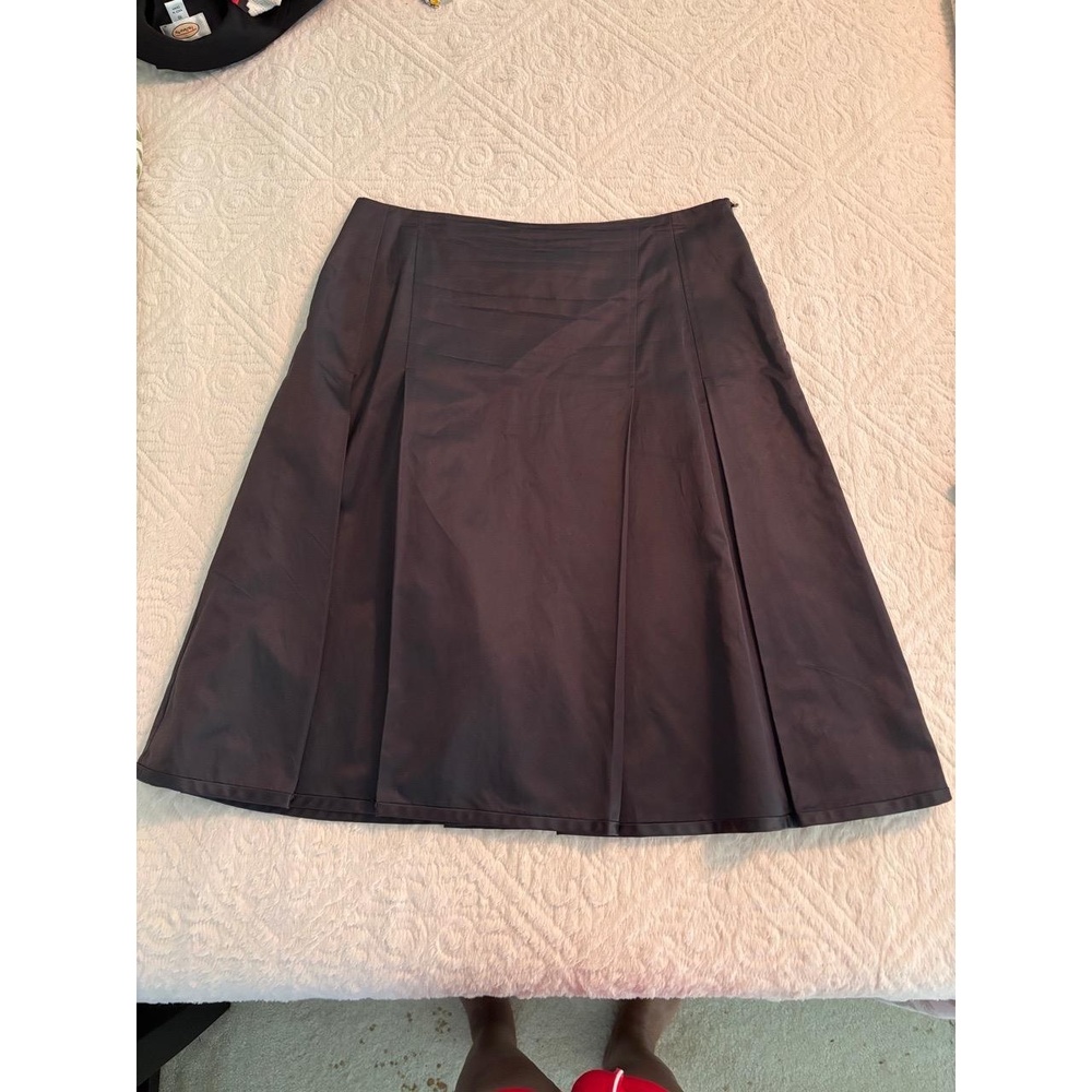 Sigrid Olsen Charcoal Pleated A Line Skirt Flared Cotton Silk Sz 8 Classic Chic - Picture 2 of 13